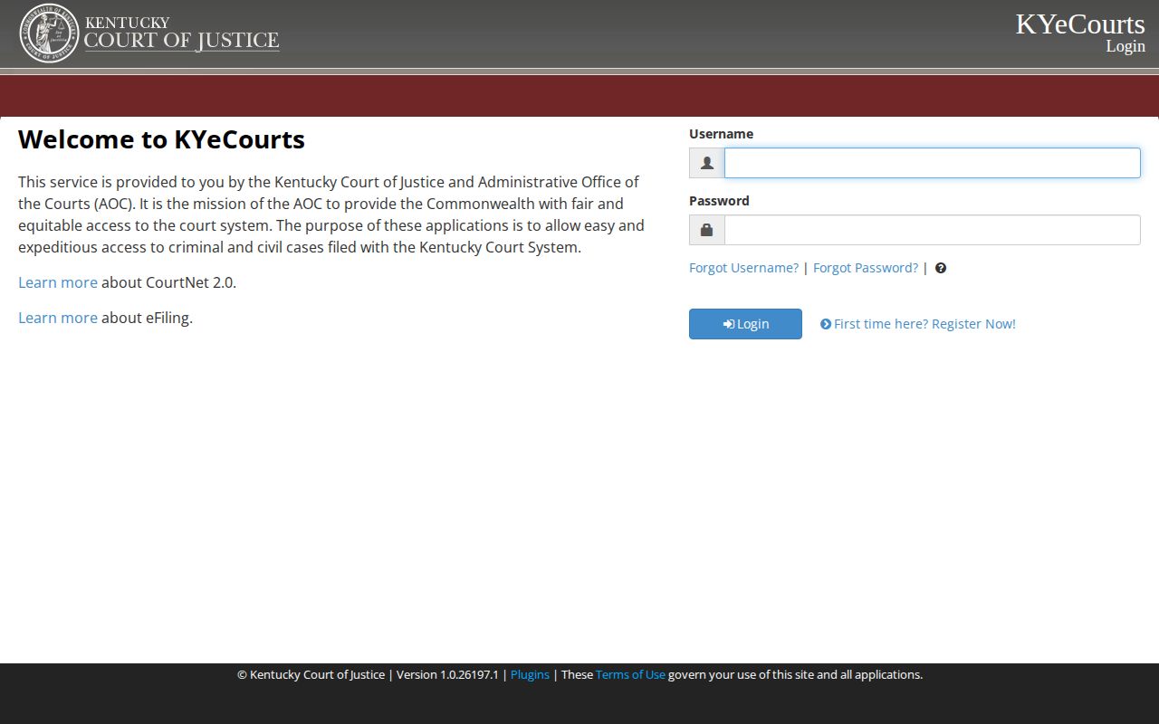 Kentucky CourtNet Franklin County booking case search